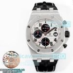 Swiss Clone OMF Audemars Piguet Royal Oak 26239 White Face Leather Strap Watch 